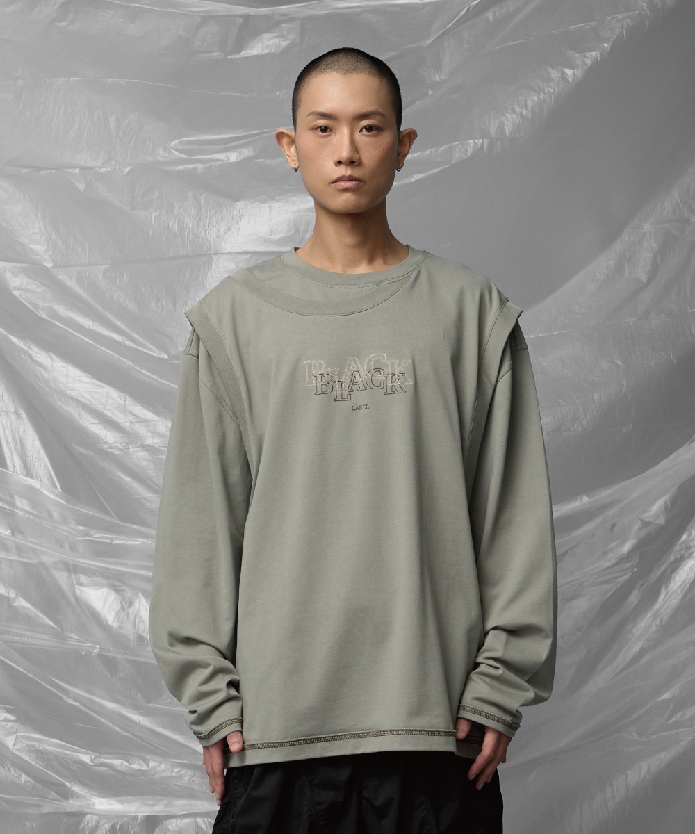 不對稱剪裁長Tee Overlap Sweatshirt