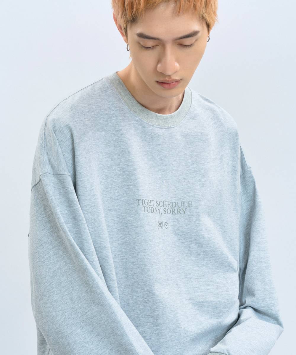 “TIGHT SCHEDULE” Loose Fit L/S Tee 圖像大學Tee