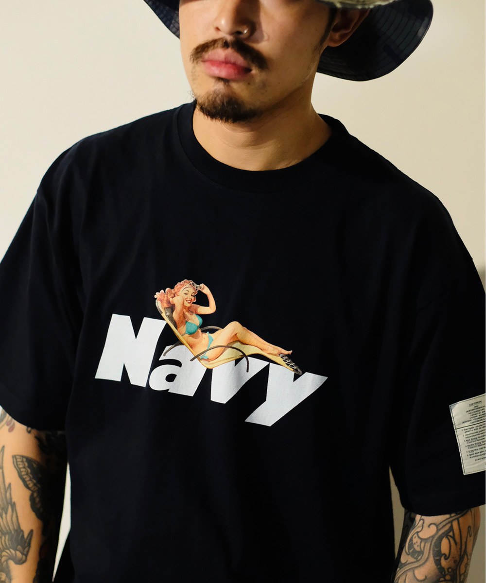 印花短TEE Pinup Model Navy Tee