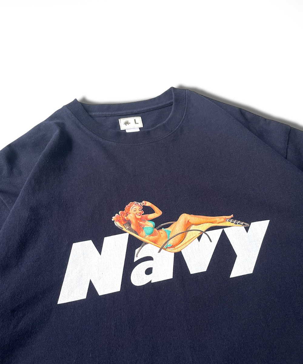 印花短TEE Pinup Model Navy Tee