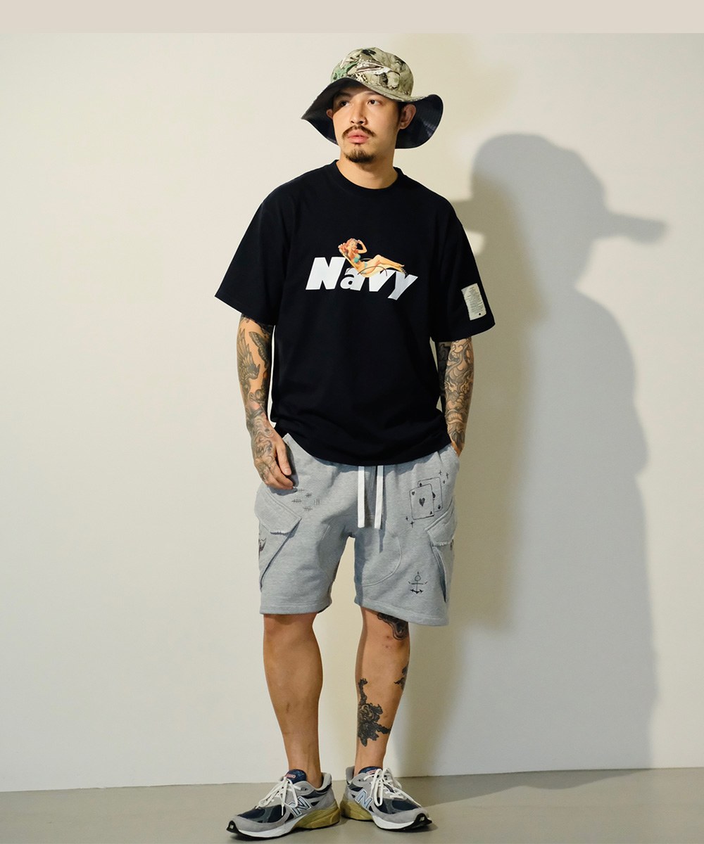 印花短TEE Pinup Model Navy Tee