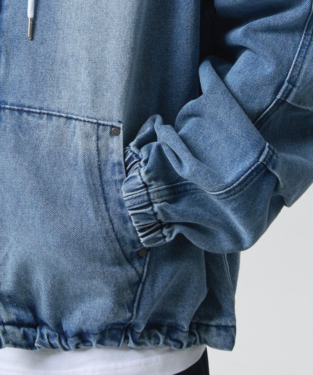 連帽牛仔外套 OVERSIZED BIO WASHING DENIM HOODY ZIP-UP