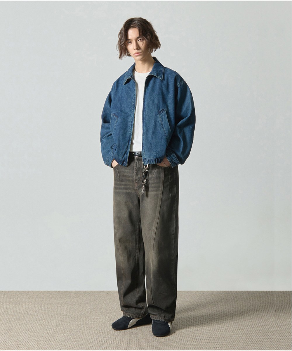 弧形車線牛仔褲 VLAD ROUND SLASH DENIM PANTS