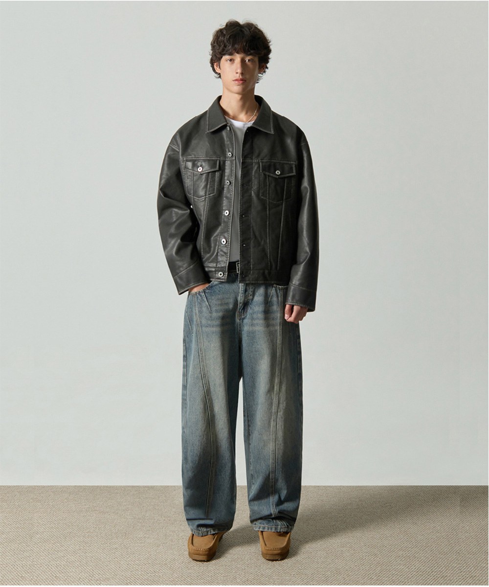 弧形車線牛仔褲 VLAD ROUND SLASH DENIM PANTS