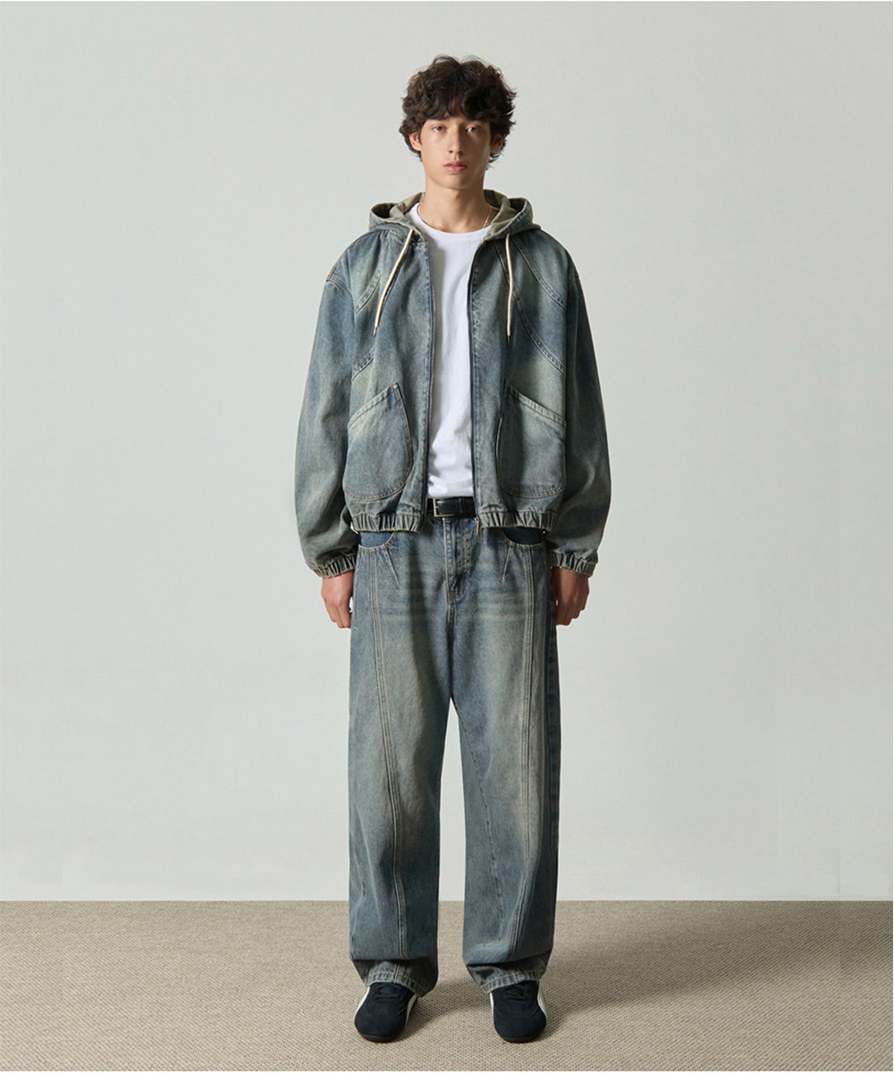 弧形車線牛仔褲 VLAD ROUND SLASH DENIM PANTS