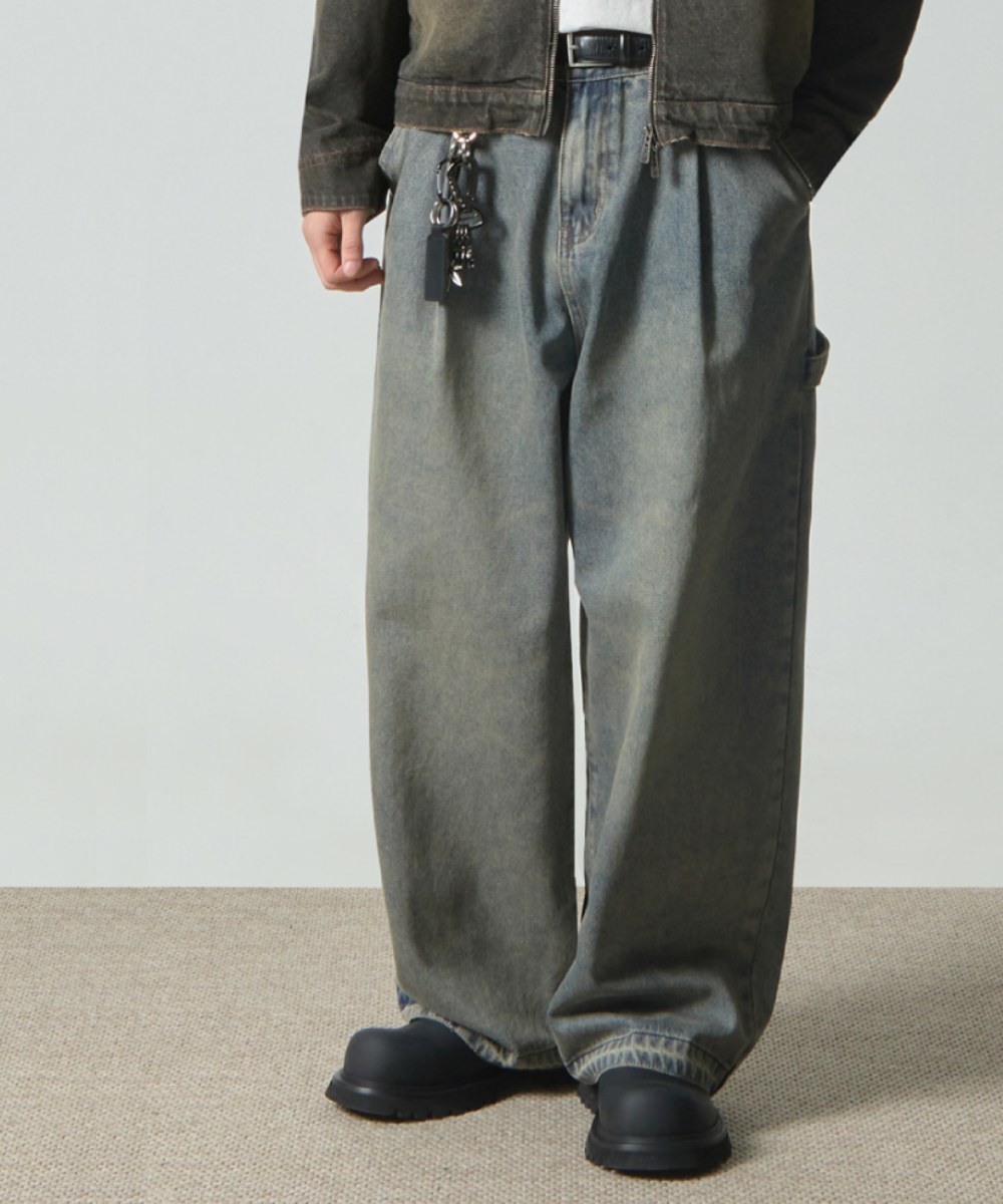 水洗牛仔寬褲 BIO WASHING WIDE CARPENTER DENIM PANTS