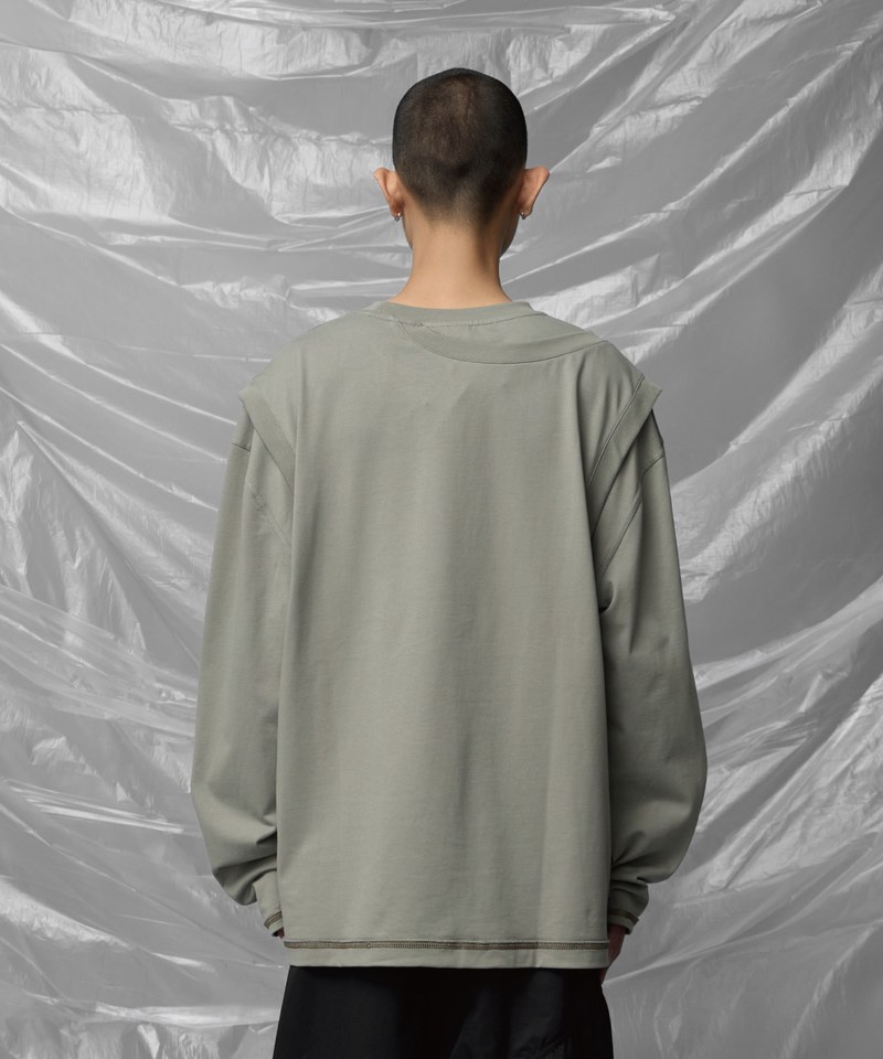 不對稱剪裁長Tee Overlap Sweatshirt