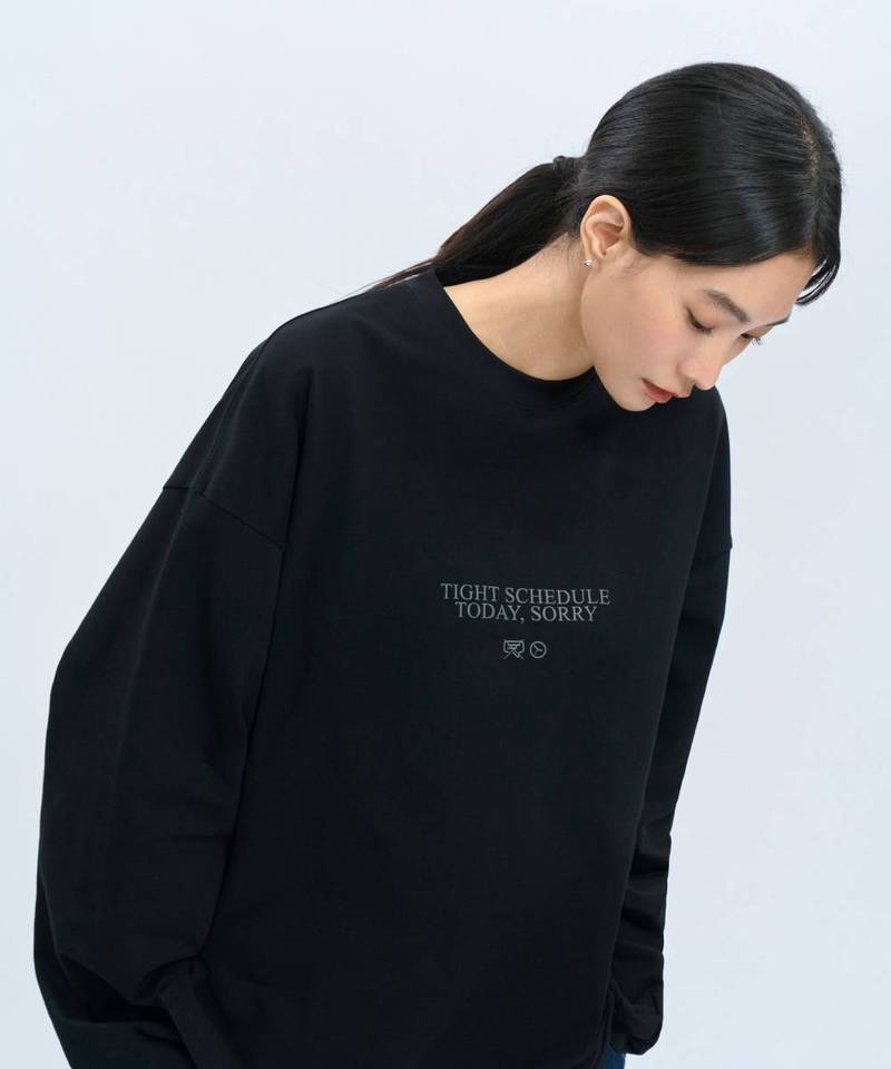 “TIGHT SCHEDULE” Loose Fit L/S Tee 圖像大學Tee