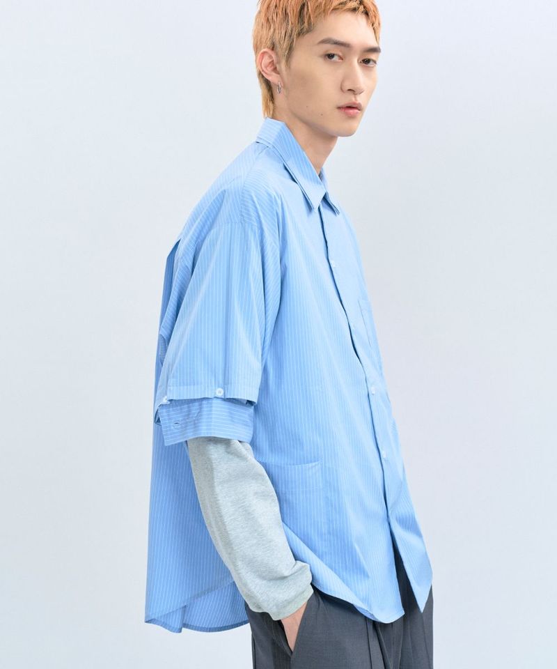 CRV3326-242  “DND” Oversized Pocket Shirt 電繡條紋襯衫