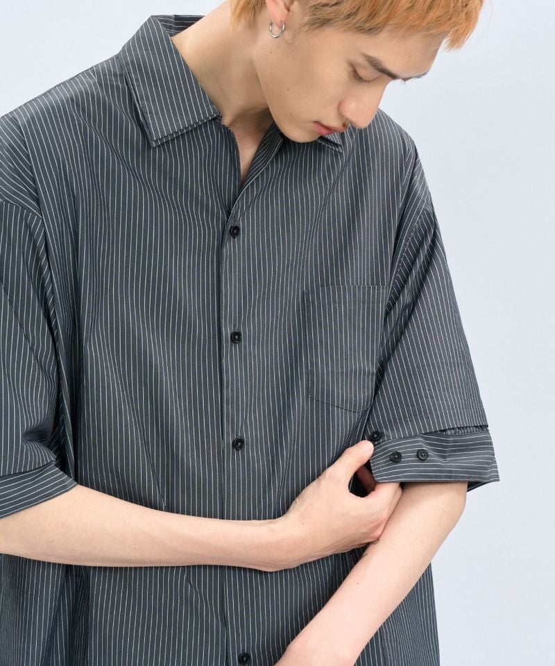 CRV3326-242  “DND” Oversized Pocket Shirt 電繡條紋襯衫