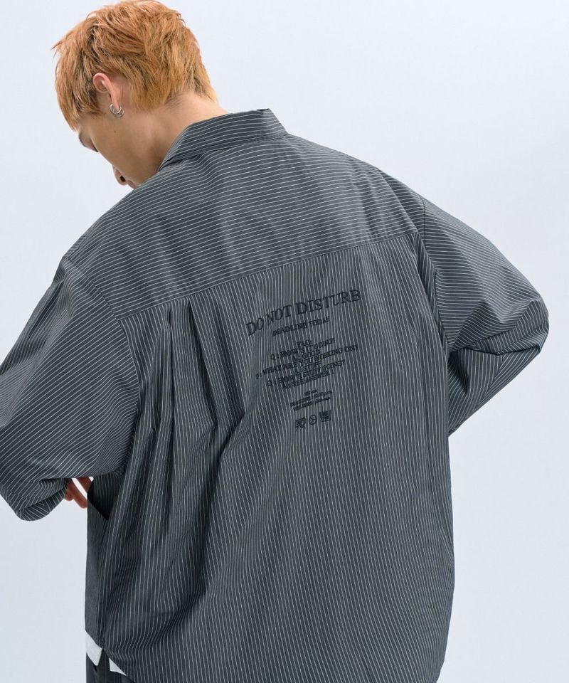  “DND” Oversized Pocket Shirt 電繡條紋襯衫