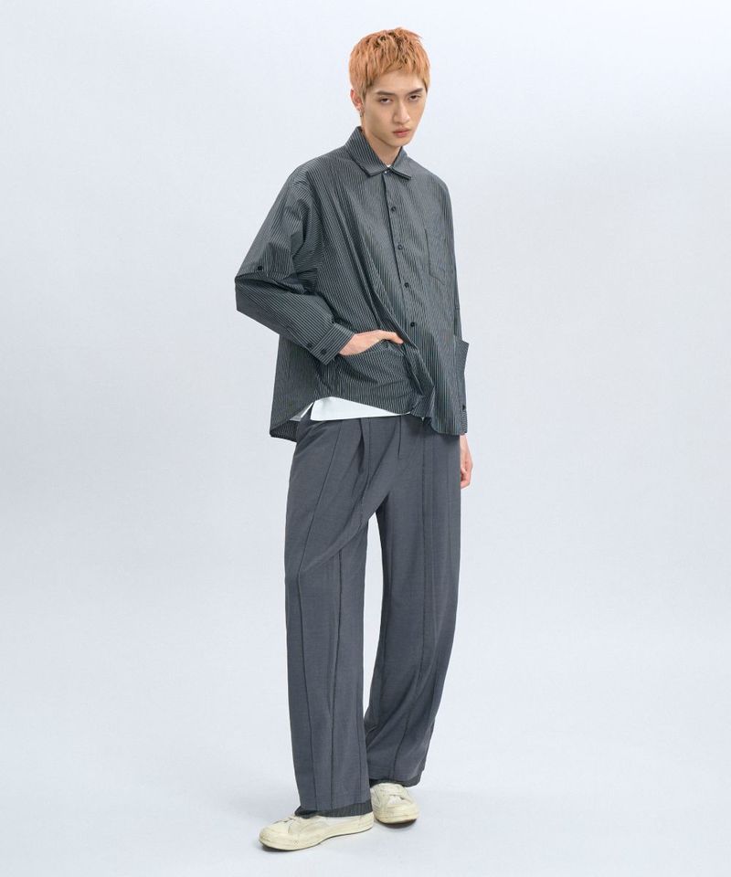 CRV3326-242  “DND” Oversized Pocket Shirt 電繡條紋襯衫