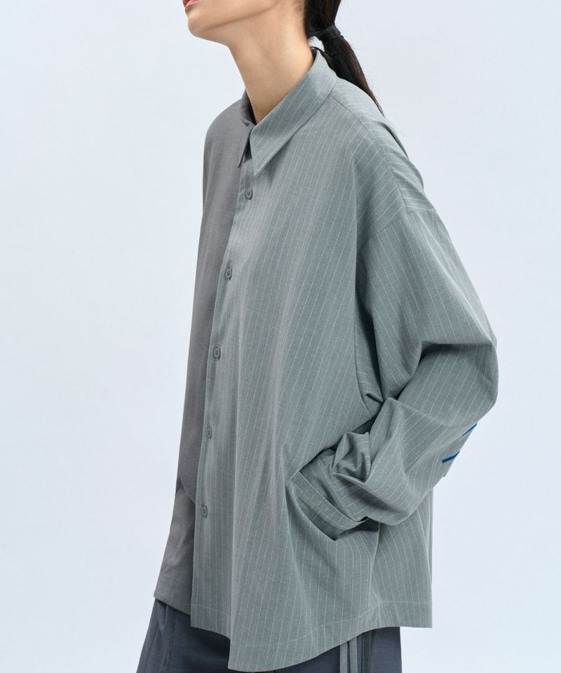 CRV3327-242  “Half Day” Pinstripe Shirt 西料條紋可拆襯衫