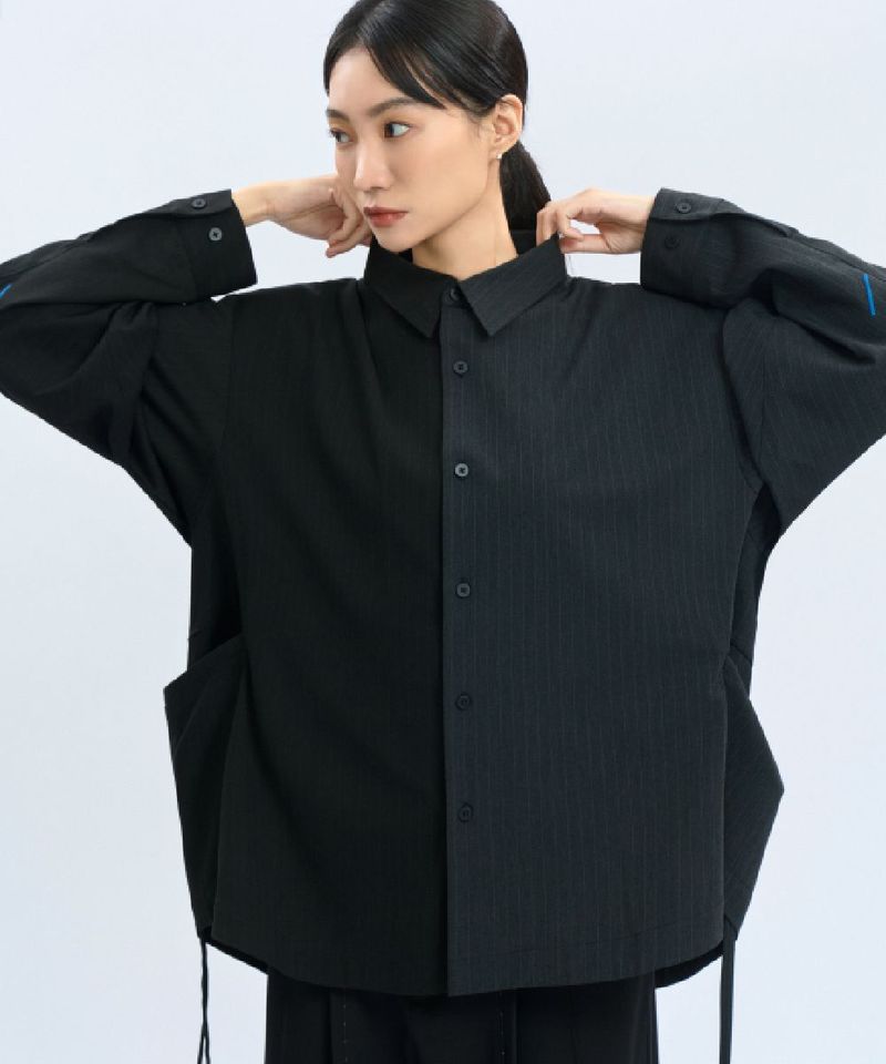 CRV3327-242  “Half Day” Pinstripe Shirt 西料條紋可拆襯衫