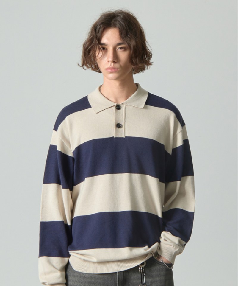 DMB0308-251 條紋長袖針織衫 STRIPE RUGBY LONG-SLEEVE KNIT T-SHIRT