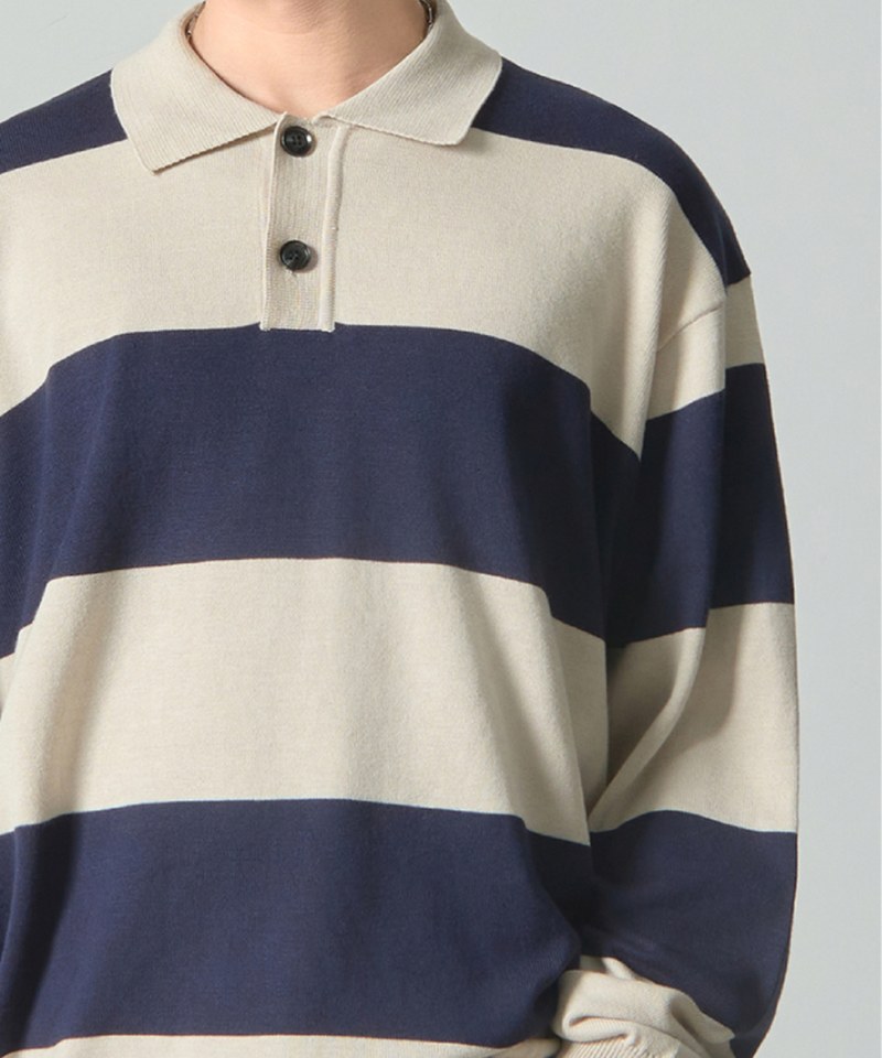 DMB0308-251 條紋長袖針織衫 STRIPE RUGBY LONG-SLEEVE KNIT T-SHIRT