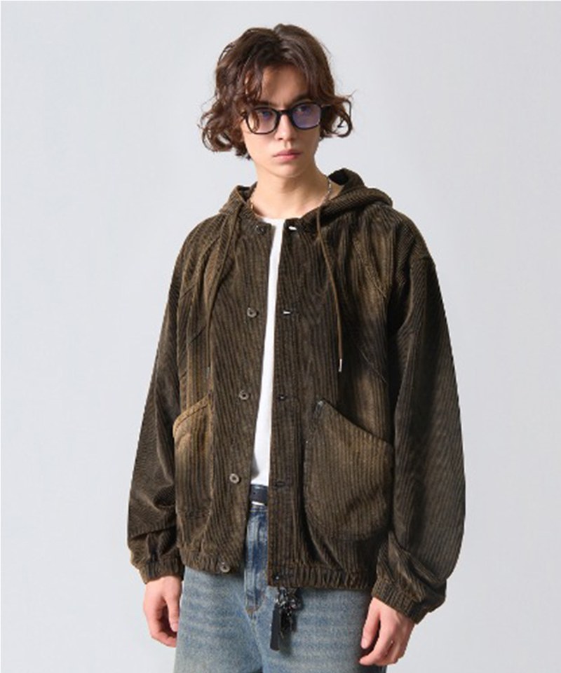 DMB1120-242 燈芯絨連帽外套 FADE WASHING SLASH CORDUROY HOODED JACKET