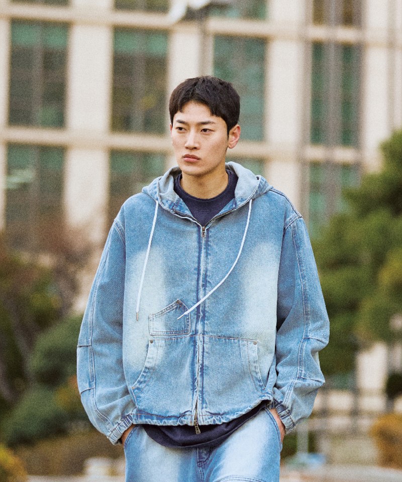 DMB1122-251 連帽牛仔外套 OVERSIZED BIO WASHING DENIM HOODY ZIP-UP