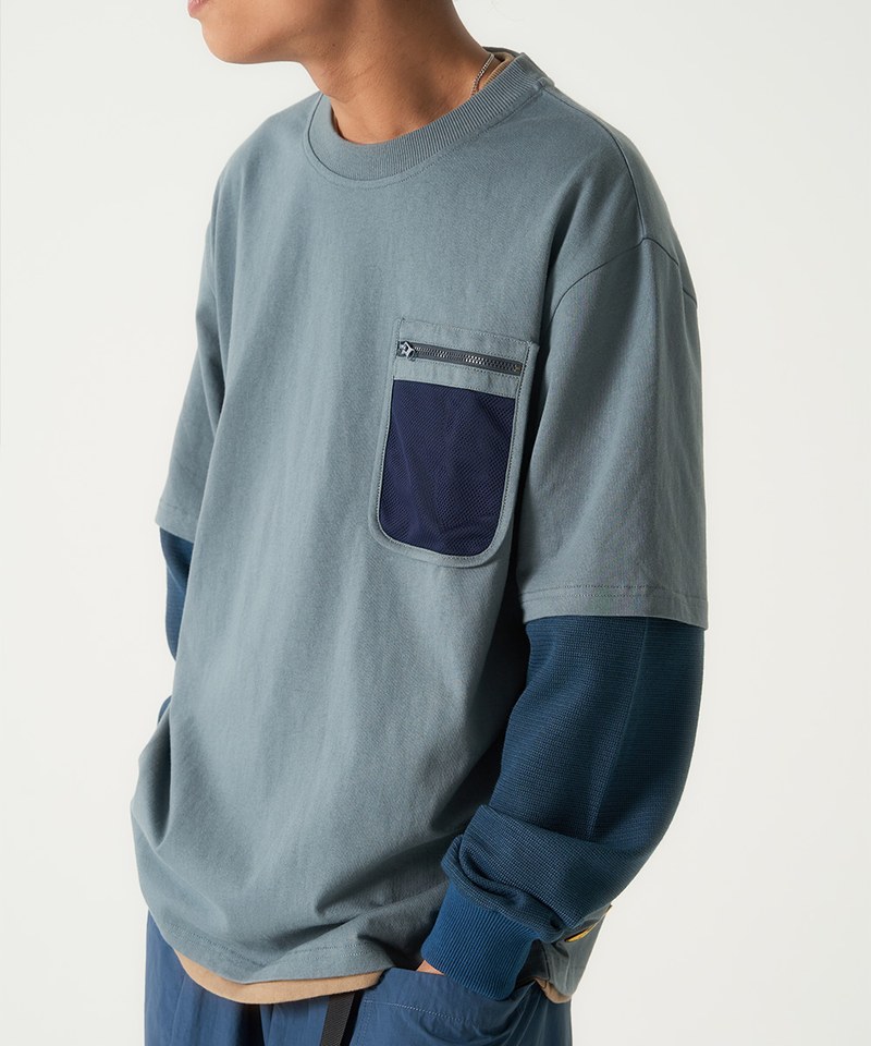 口袋Tee Double Sleeve Tee