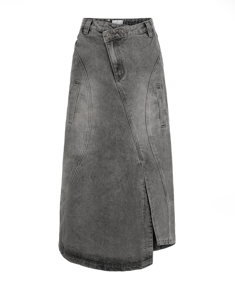 HGD9902-241 水洗不對稱牛仔裙 the reborn denim skirt