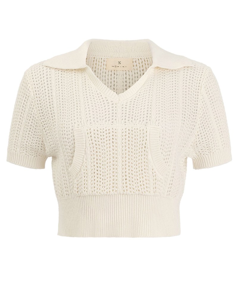 HGD9910-241 前口袋針織短版polo衫 crochet patch pocket polo shirt