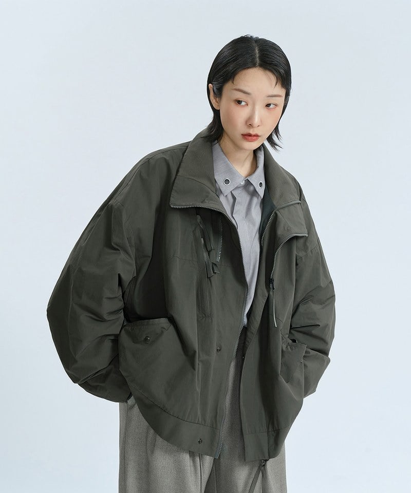 立領外套 Geometric Cutting Hi-Collar Jacket