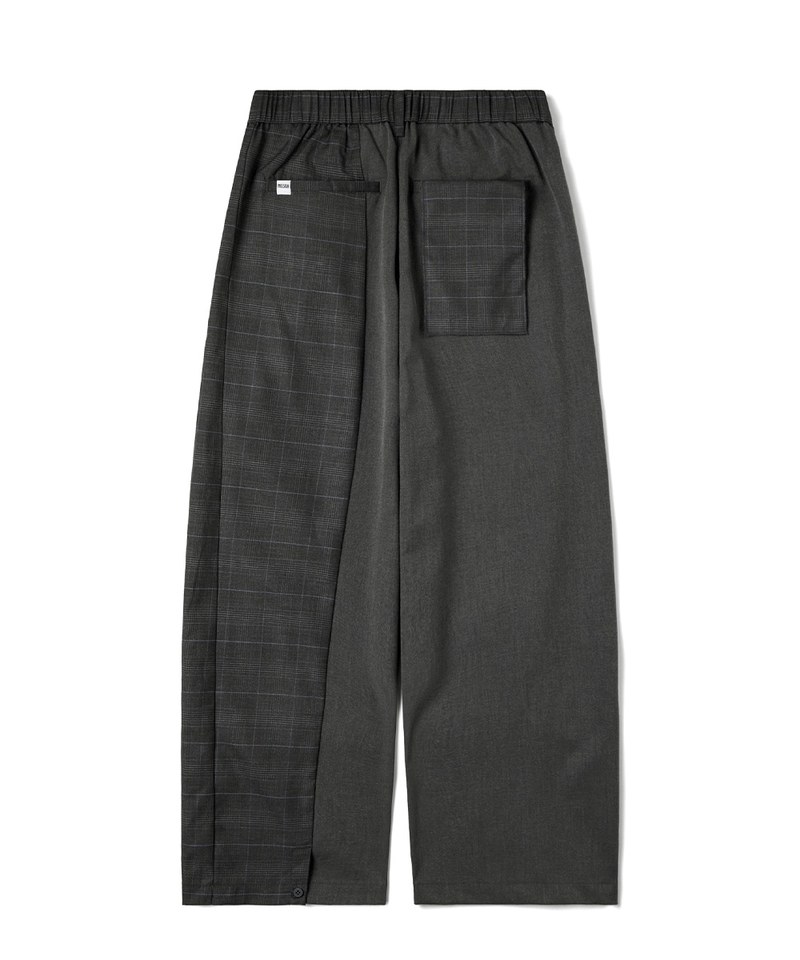 格紋拼接長褲 Asymmetrical Panel Trousers