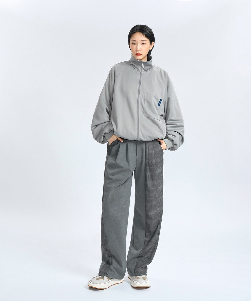 格紋拼接長褲 Asymmetrical Panel Trousers