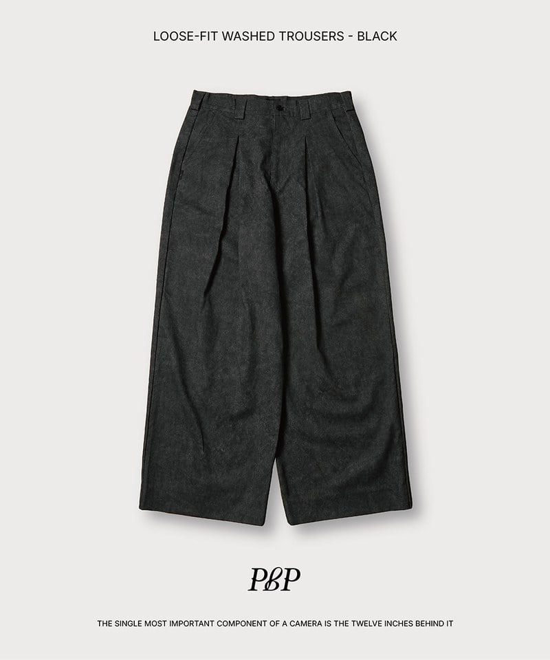 寬版水洗西裝長褲 LOOSE-FIT WASHED TROUSERS