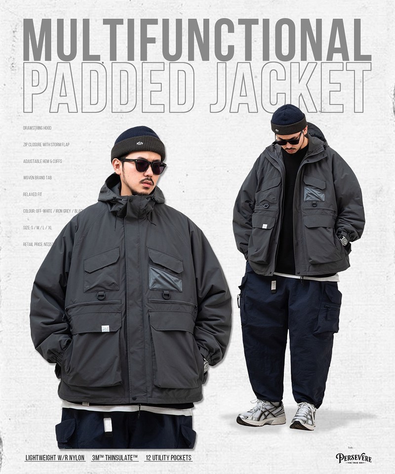 多功能連帽鋪棉外套 MULTIFUNCTIONAL HOODED PADDED JACKET