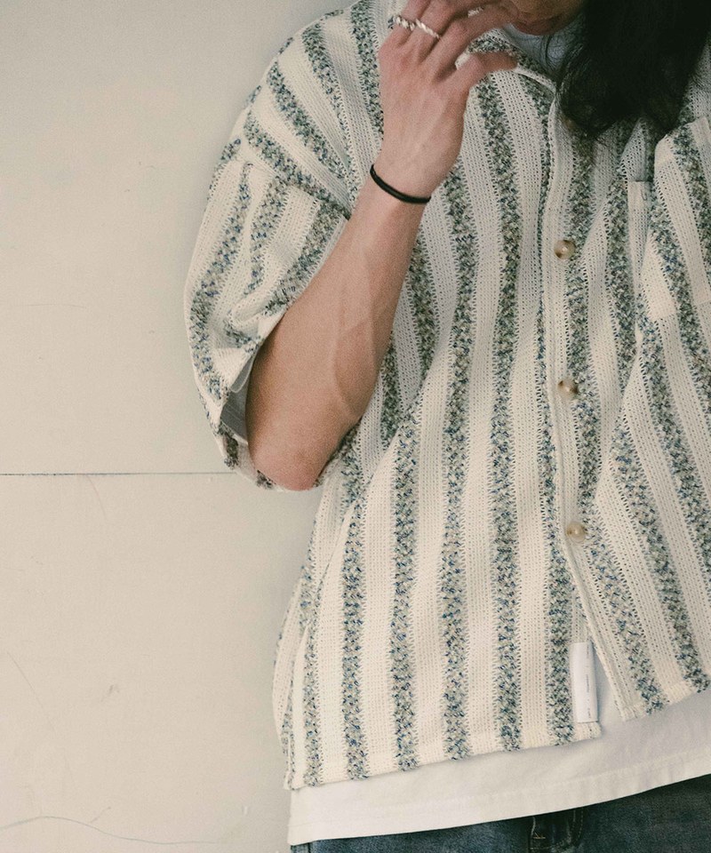 SNS0216-241 開領針織襯衫 Pattern Knit Collar Shirt