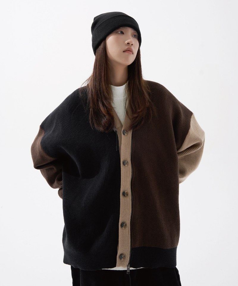 開襟針織外套 Block Knit Cardigan