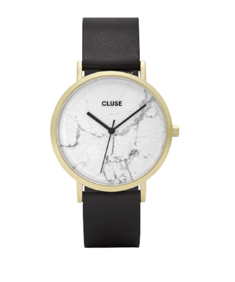 CLU9929 CL40003 大理石紋皮革腕錶 La Roche Gold White Marble