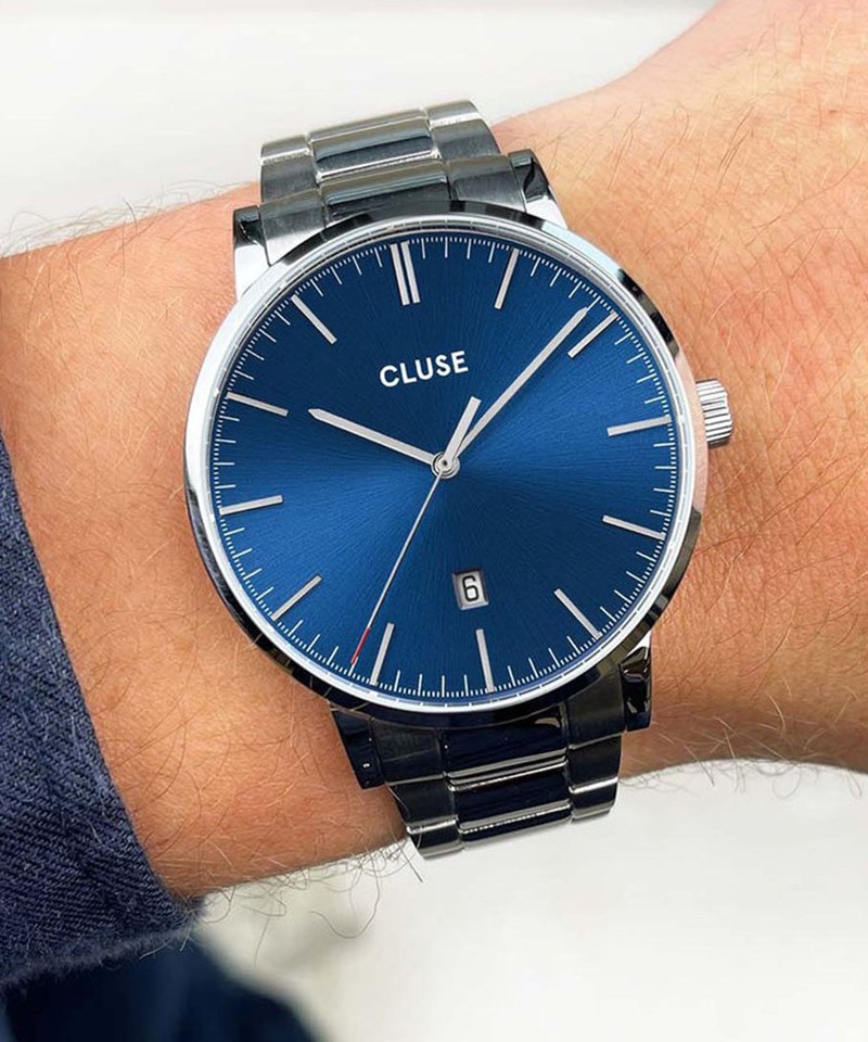 CLU9933 Aravis腕錶  銀框藍底手錶 CW0101501011 Aravis 3-Link