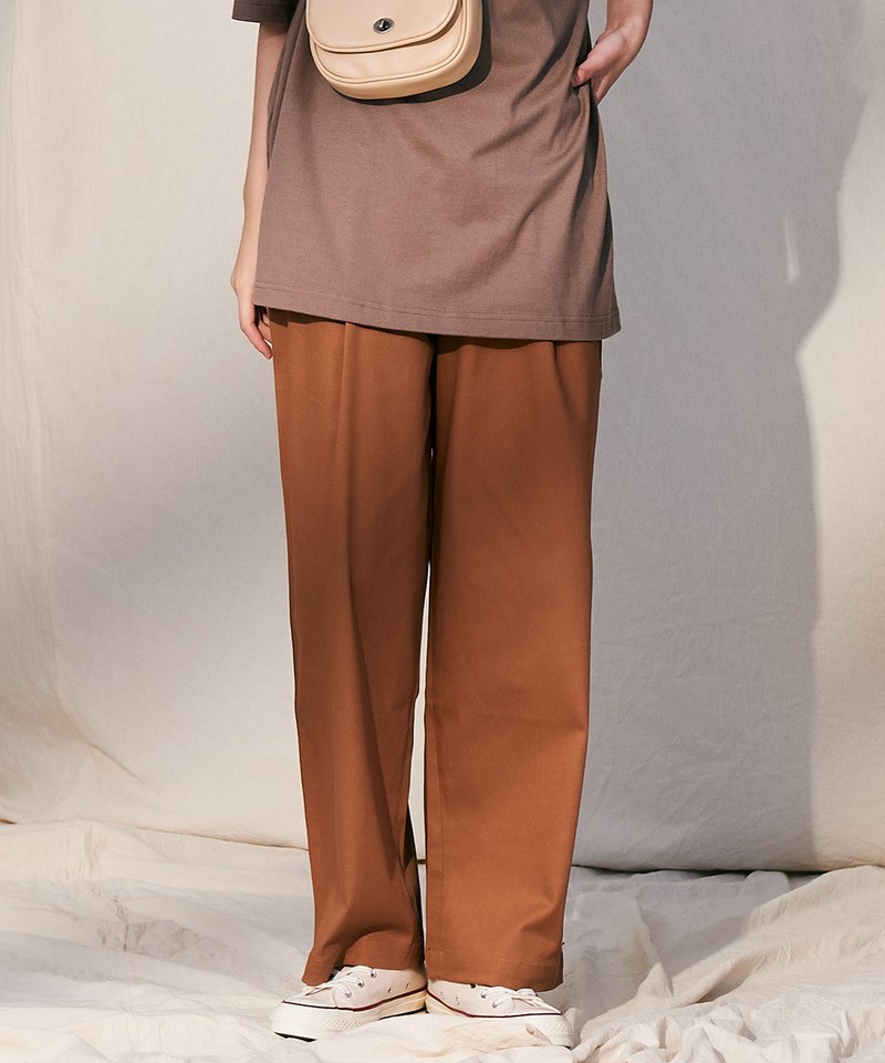 COP4062 女款彈性斜紋打褶寬褲
