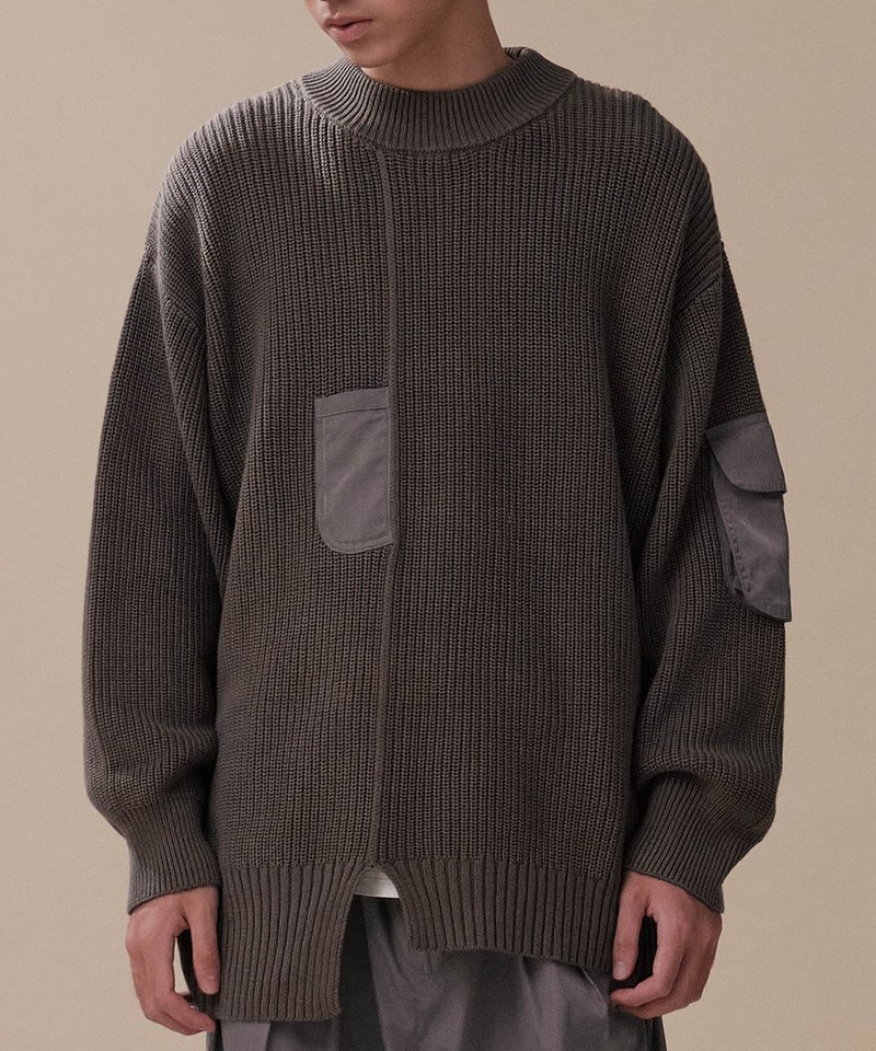 CRV0306 mouggan X plain-me異材質口袋細節毛衣