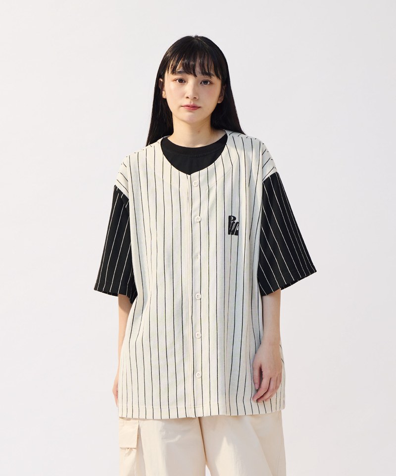 PLN0121-241 PM-LOGO條紋棒球衫