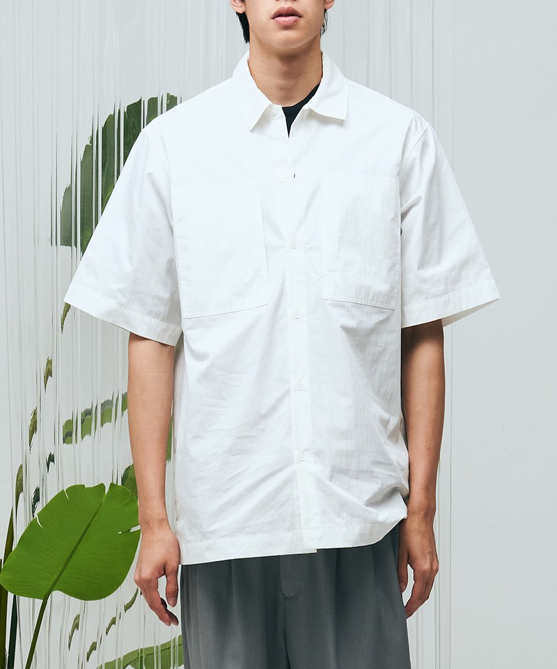 PLN3304-221 混紡雙口袋短袖襯衫