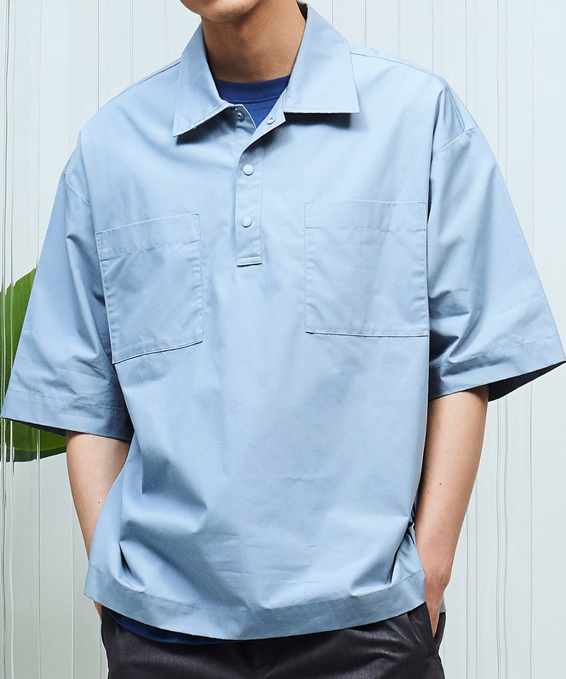 PLN3312-221 半門襟短袖襯衫