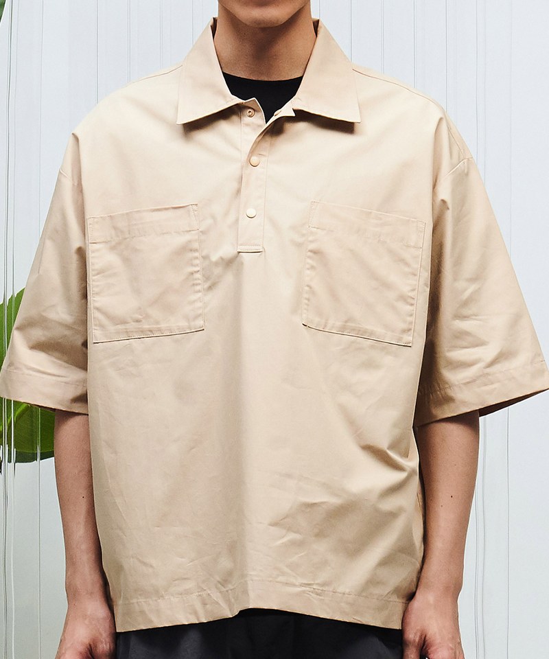 PLN3312-221 半門襟短袖襯衫