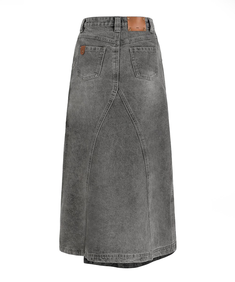 水洗不對稱牛仔裙 the reborn denim skirt