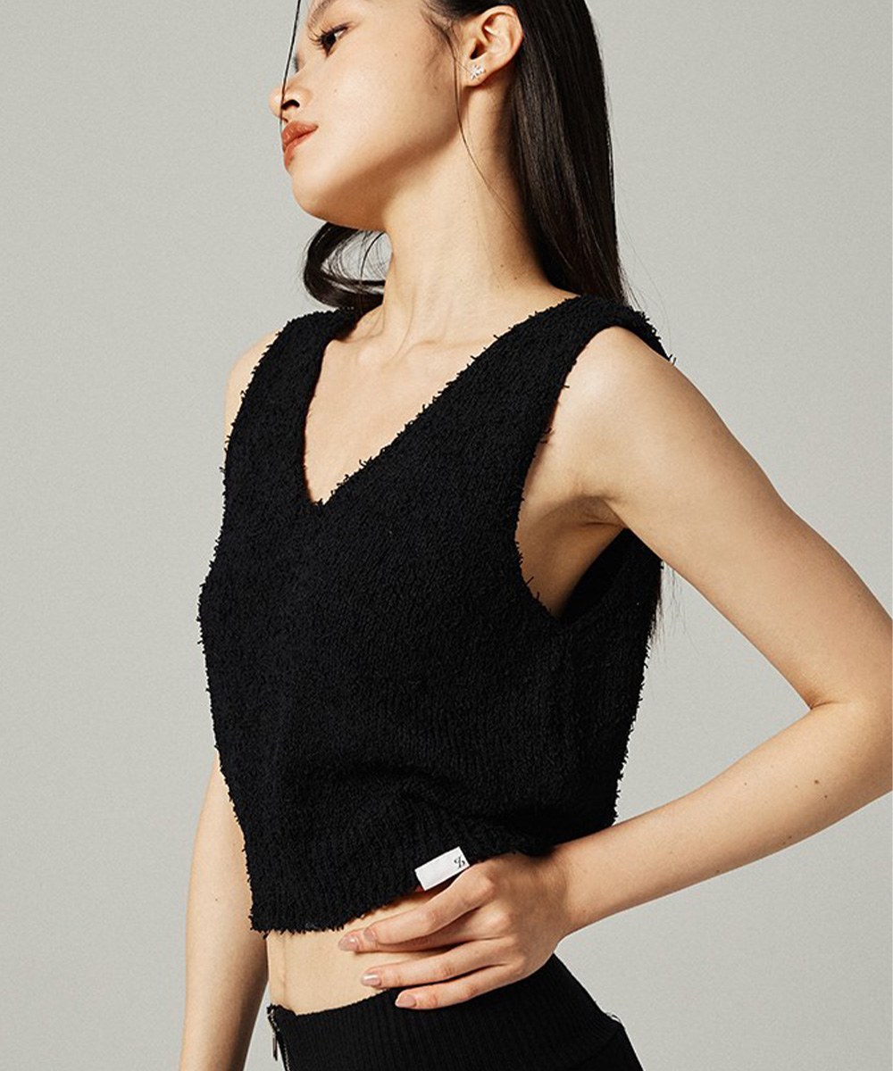 V領舒適毛巾布背心 v neck basic vest