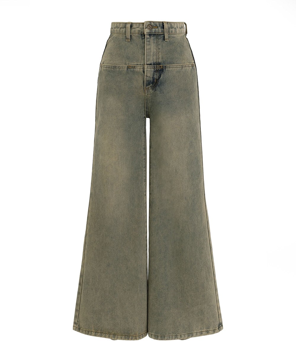 大刷破仿舊丹寧喇叭褲 bleached old distressed jeans