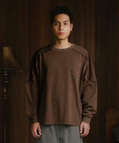 水洗口袋長TEE PIGMENT DYED LS TEE