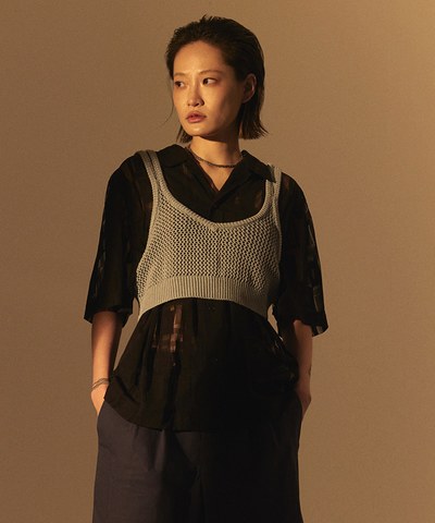 Linen Open Knit Top