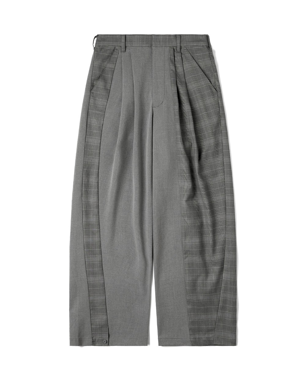 格紋拼接長褲 Asymmetrical Panel Trousers