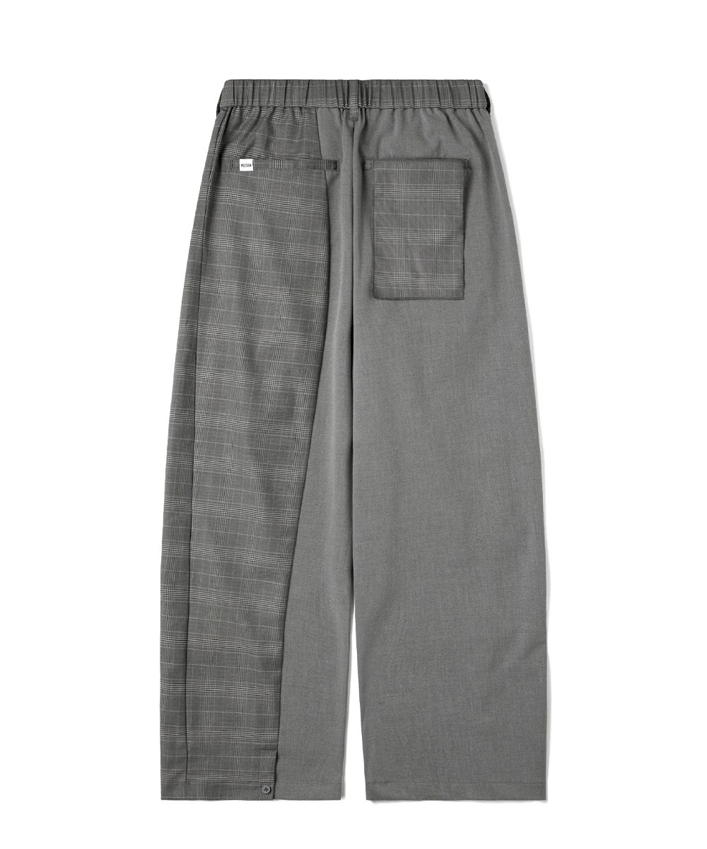 格紋拼接長褲 Asymmetrical Panel Trousers