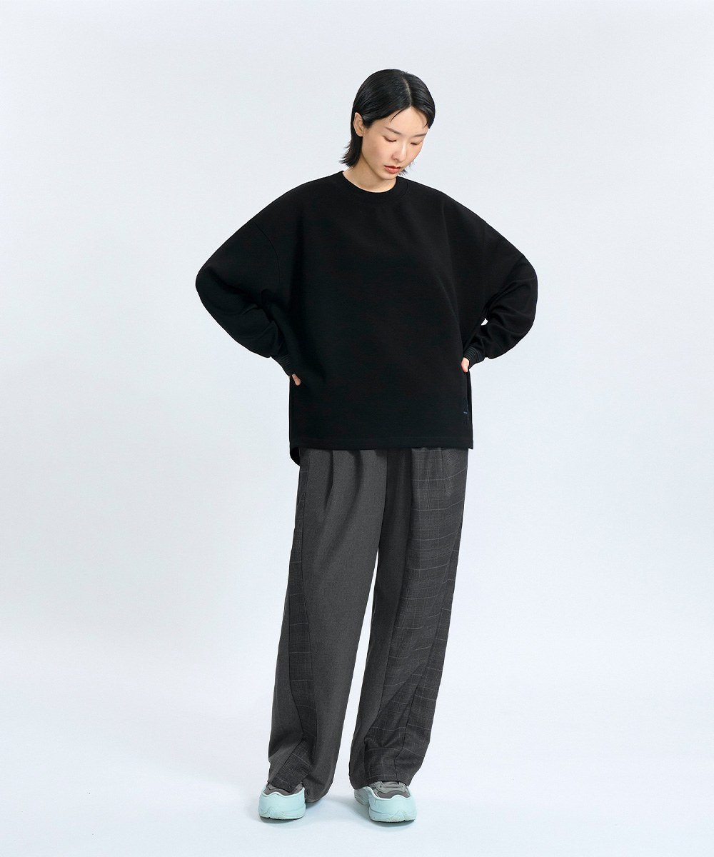 格紋拼接長褲 Asymmetrical Panel Trousers