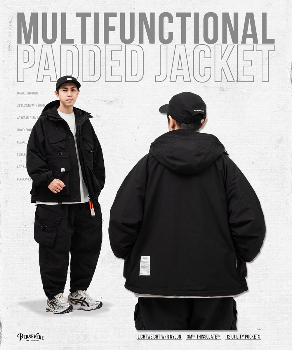 多功能連帽鋪棉外套 MULTIFUNCTIONAL HOODED PADDED JACKET