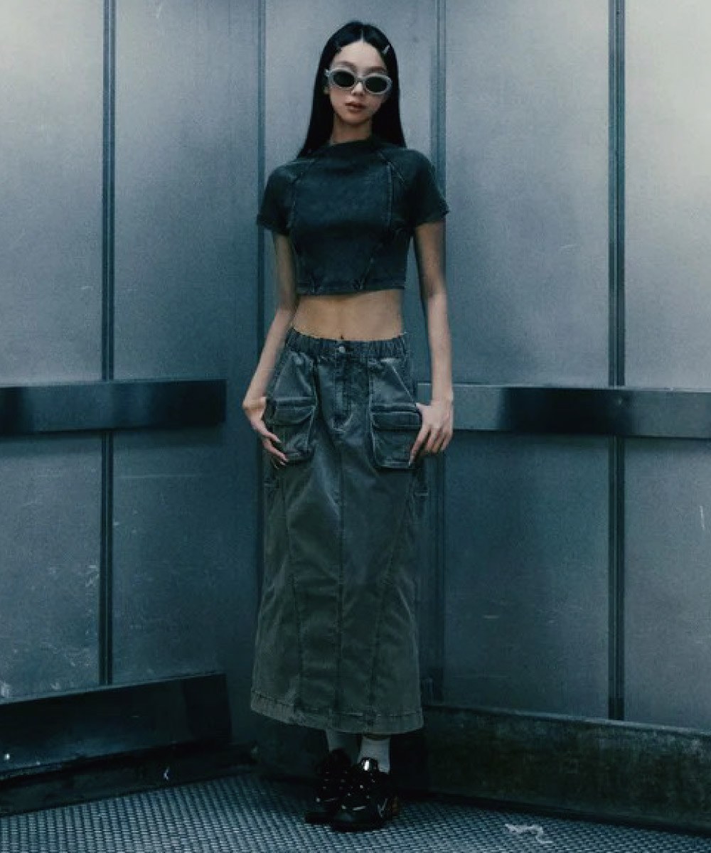 微高領上衣 Washed Cropped Top